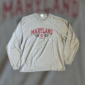 vintage 2000's XXL Champion Maryland Terps heather grey long sleeve NCAA college